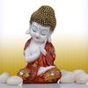 Polyresin Buddha Idol Decorative Showpiece Little Baby Monk Buddha, (Red)