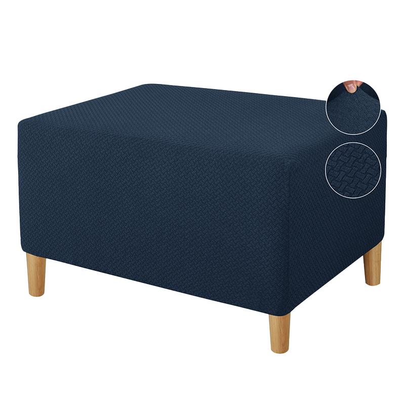 1PC Rectangle Protector Elastic Jacquard All-inclusive Ottoman Cover Solid Color Home Decor Anti Slip Footstool Cover