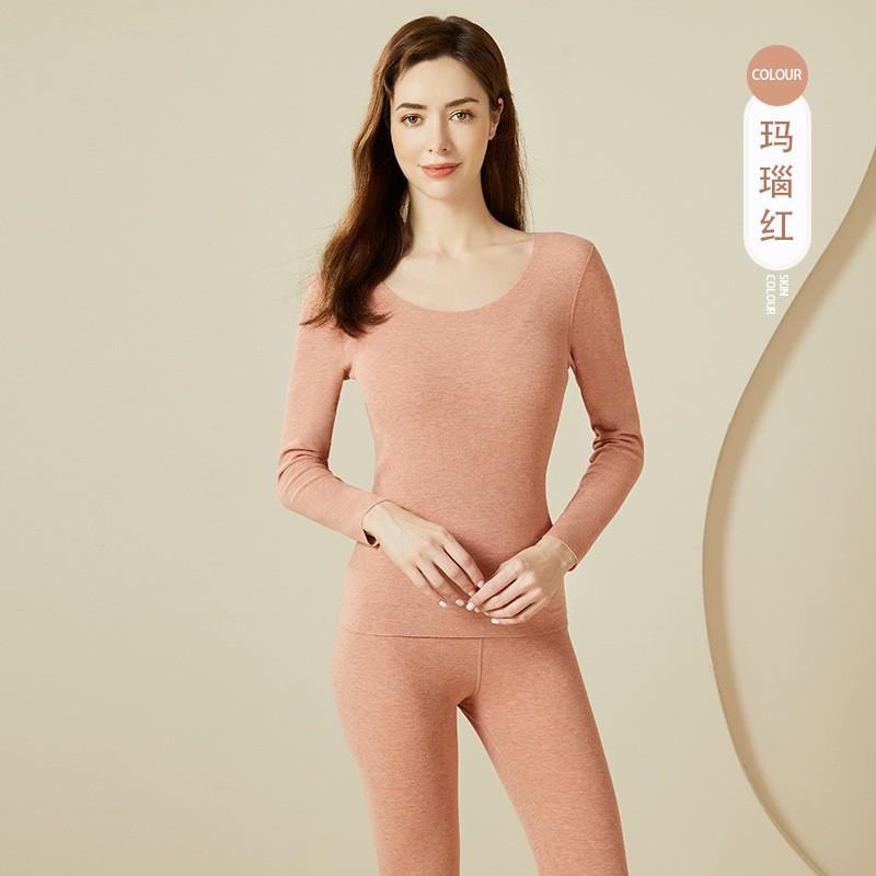 Womens Thermal Underwear Set Double Layer Seamless Warm Base Top Pants Cold Winter