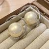 Large Round Imitation Pearl Hoop Earrings For Women Exaggerated C-Shaped Personality Earrings