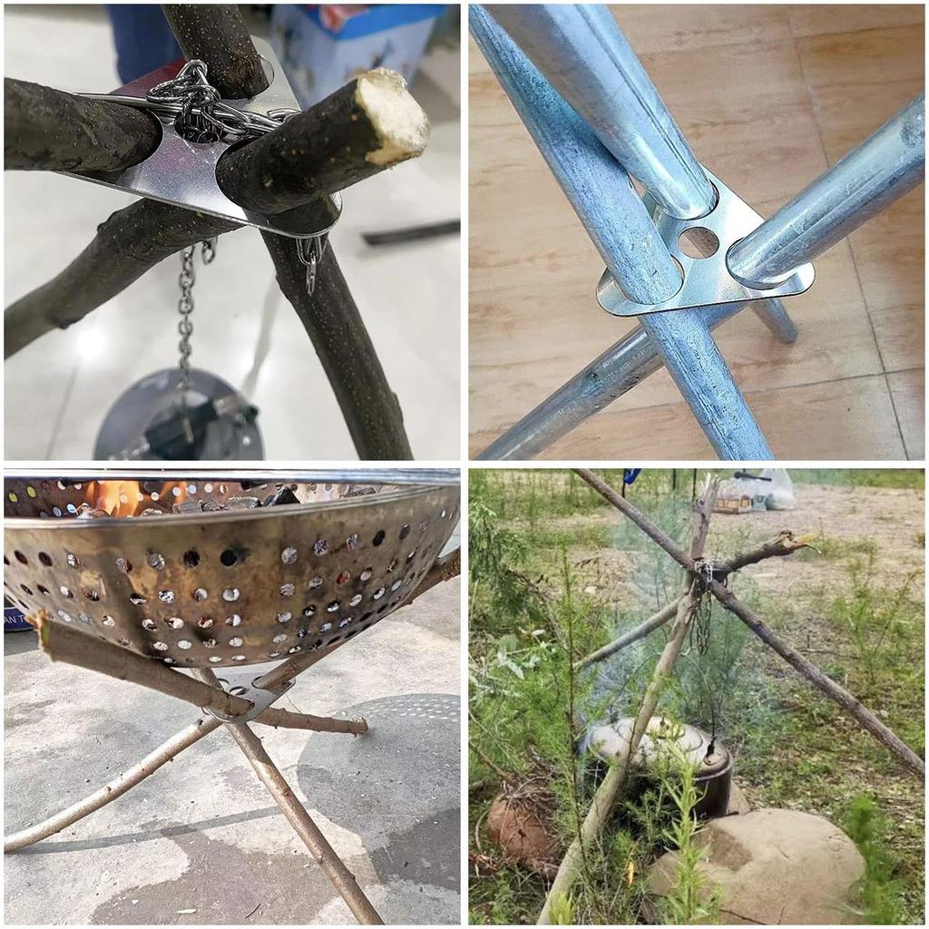 Portable Camping Gear and Equipment Detachable Outdoor Barbecue Tripod Hanging Rack Campfire Cooking Accessories Set