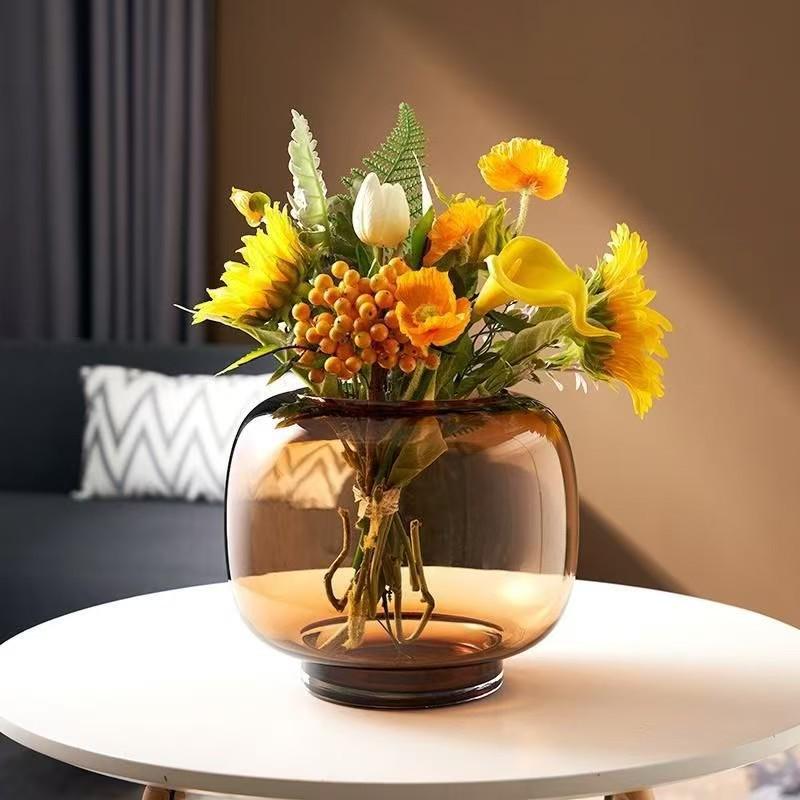 Elegant Large Glass Vase - Luxury Home Decor for Living Room Desktop
