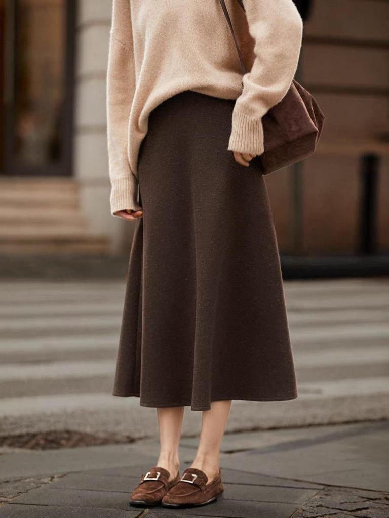 Soft & Smooth Wool-Blend A-line High-Waisted Skirt - Autumn/Winter Collection
