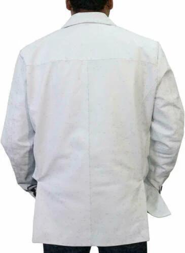 Genuine Lambskin Leather Handmade White Stylish Business Men's Blazer For Formal