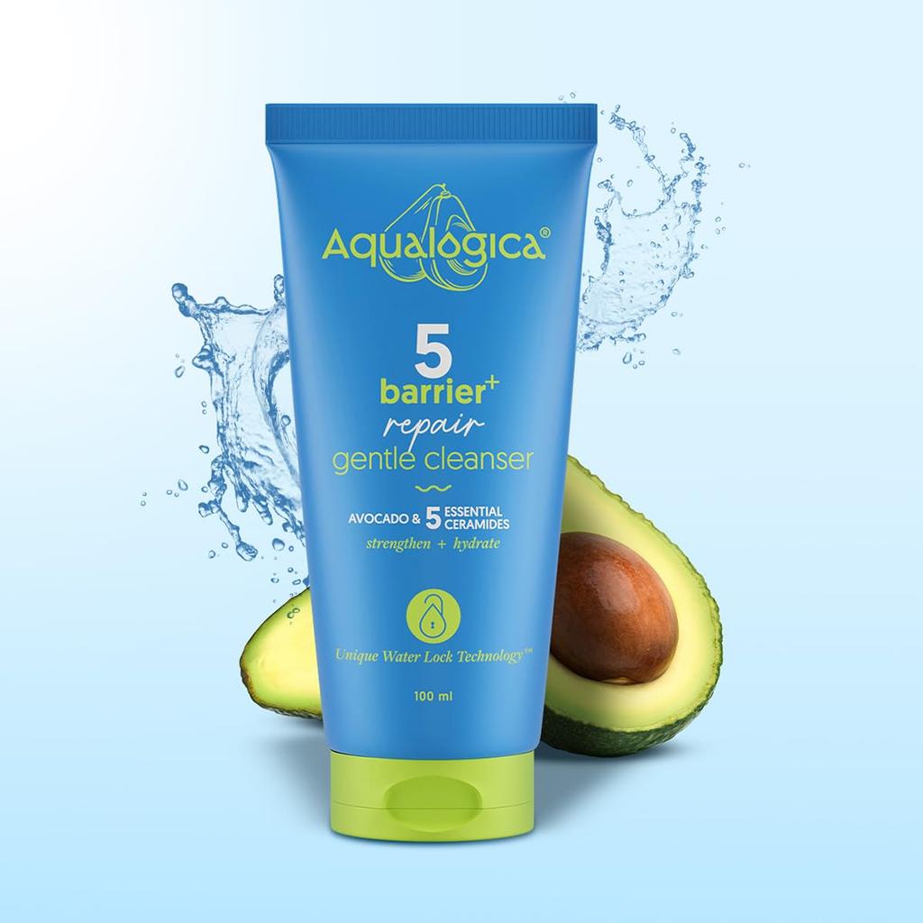 Aqualogica 5 Barrier+Repair Gentle Face Cleanser With Avocado & Ceramides 100 ml For Dry To Sensitive Skin