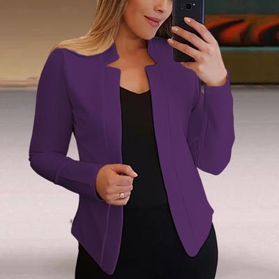 Women Blazer Open Stitch Cardigan Solid Color Slim Fit Long Sleeves Warm Business Outwear Plus Size Spring Coat Female Clothes