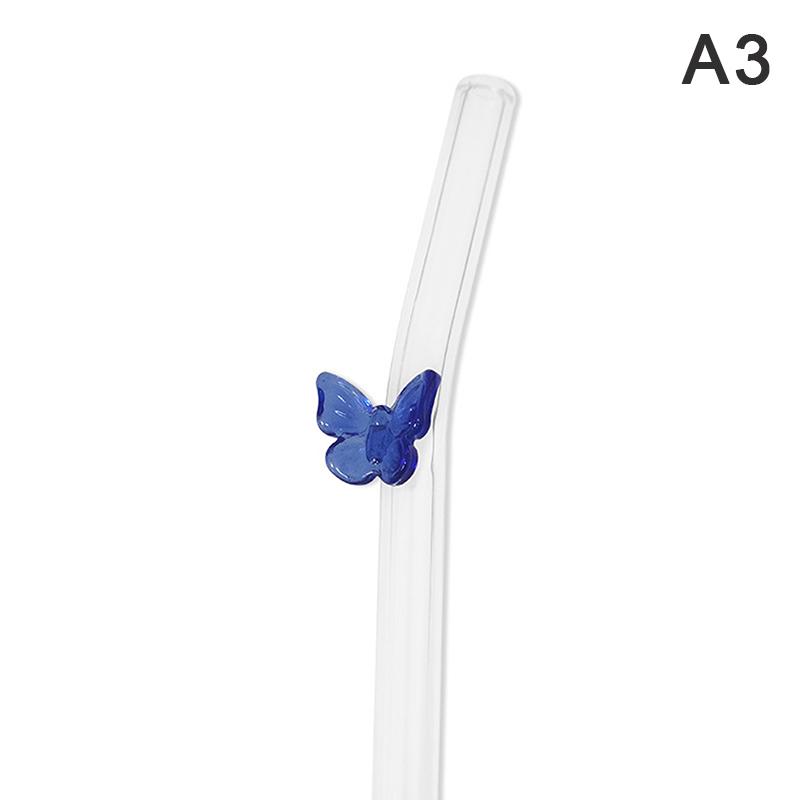 Reusable Glass Straws With Butterfly Eco Friendly Drinking Straws With Clean Brush For Smoothies Cocktails Bar Accessory