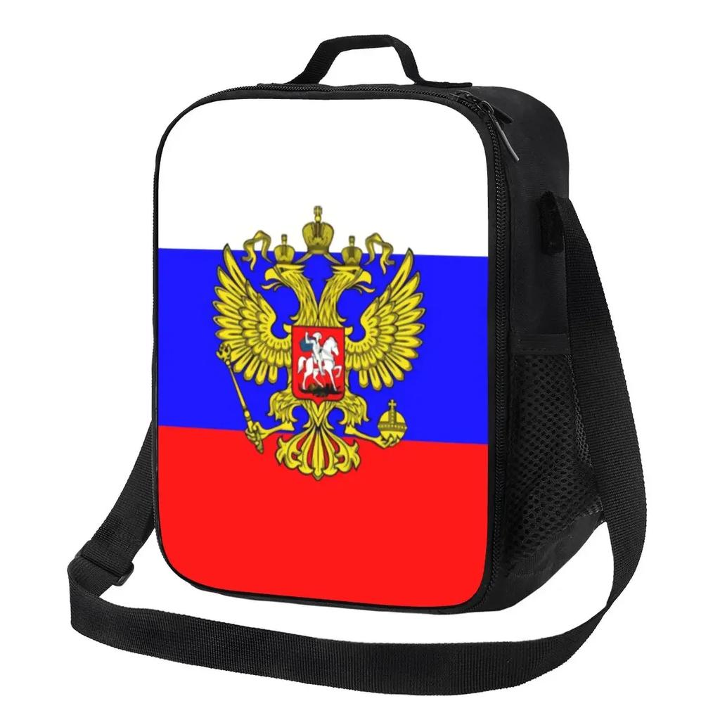Russia Flag Russian Pride Insulated Lunch Bag for Women Thermal Cooler Bento Box Office Work School
