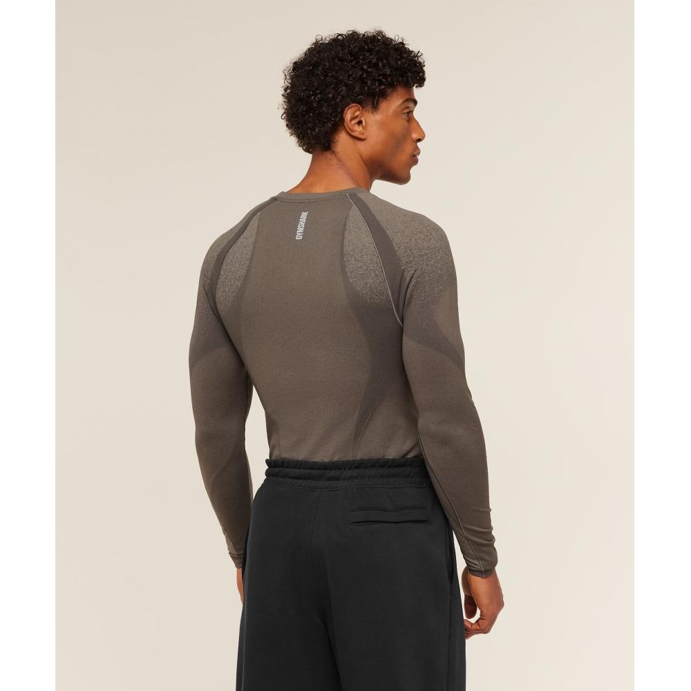 Gymshark Shadow Seamless Long Sleeve T shirT Camo Brown A1b5b Nby9