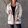Fall Spring Women Jacket Loose Turn-down Collar Pockets Double Button Closure Warm Double-sided Woolen Coat Mid