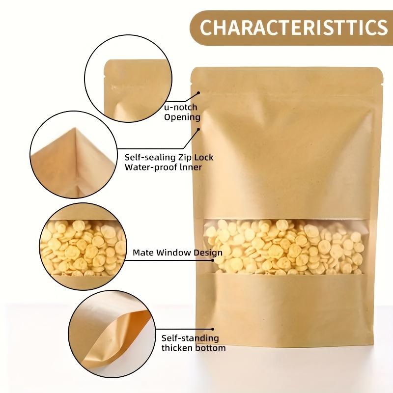 10 sztuk torebek strunowych na żywność, papier pakowy, woreczek z okienkiem, stojący prezent, suszone owoce, opakowania na herbatę, torebki strunowe, samouszczelniające się