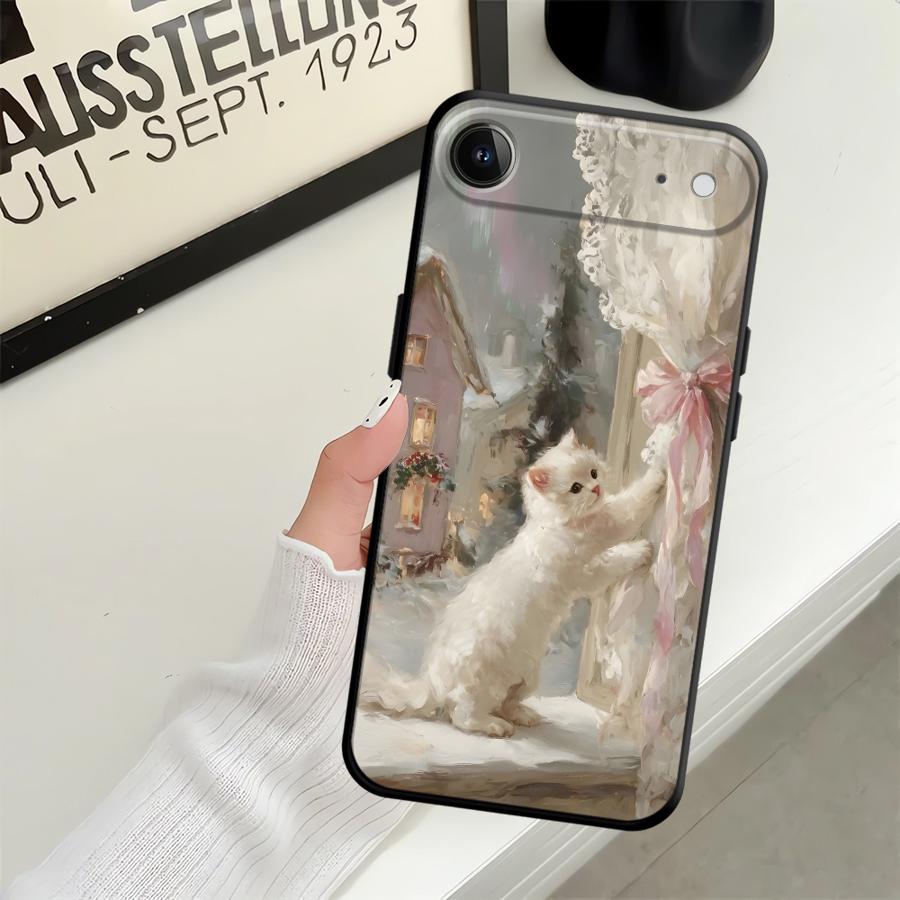 Funda Phone Cover Case for Apple iPhone 17 Pro Max 14 15 Pro 7 8 16 XR XS MAX Air 13 11 12 Cartoon Cute Cat