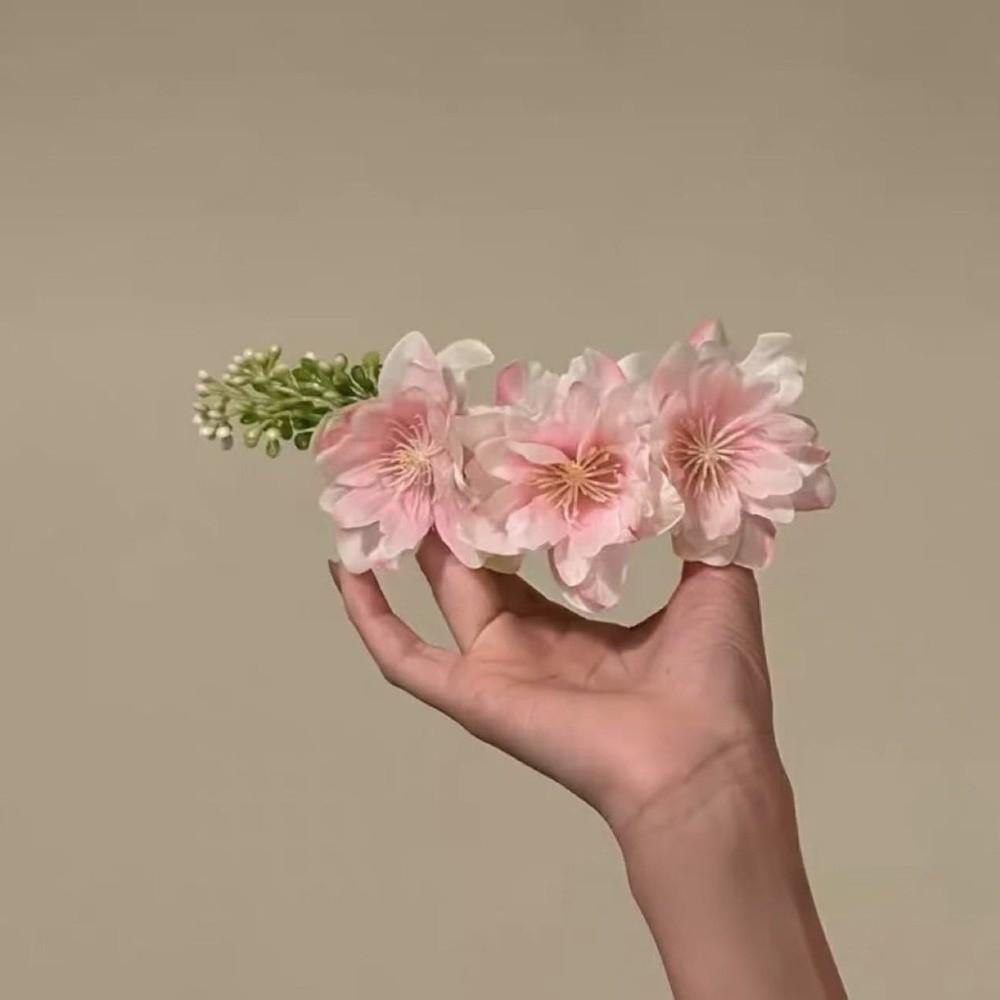 

Cherry Blossom Chinese Style Hair Comb Craftsmanship Flower Cluster Hair Combs Hair Acc рожевий