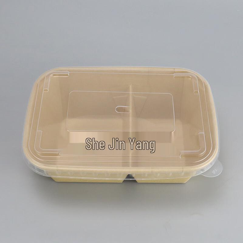 Kraft Paper Disposable Two-Compartment Rectangular Bowl