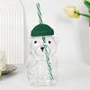 High Borosilicate Glass Bear Cup 20 Oz with Straw Lid Versatile Leakproof for Office Home Microwave Heating