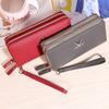 New double zipper women's wallet fashionable long soft leather simple large capacity clutch bag change mobile phone bag
