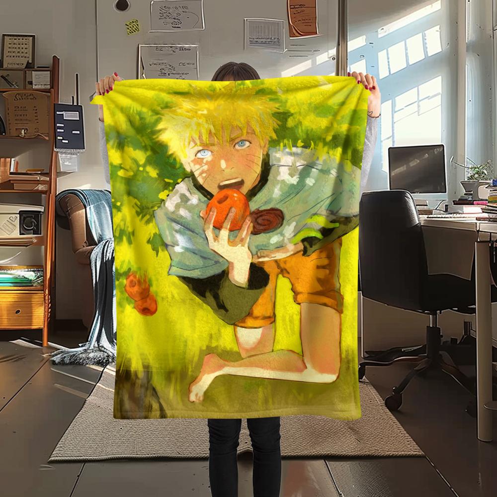 Cartoon Character Naruto pattern Flannel Blanket, High quality Comfortable for All Seasons, Home Decor, Warmth and Comfort, Perfect for Gifts.