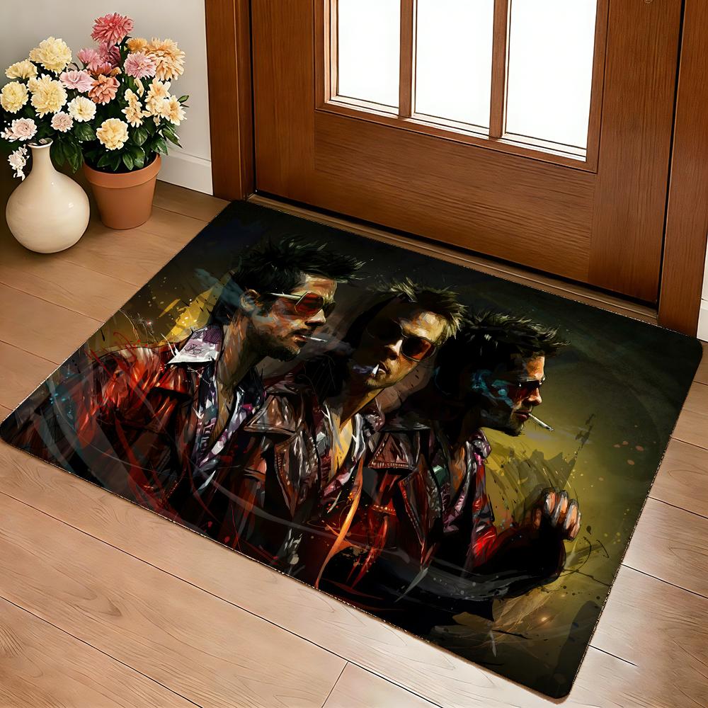 Movie Fight Club Brad Ptt Boxing Film Floor Mat Cozy Flannel Soft Thick Non-Slip Mat For Living Room Bedroom Kitchen Decor Rugs