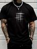 Geometric Black Line Design, Summer Style Tee for Casual Attire
