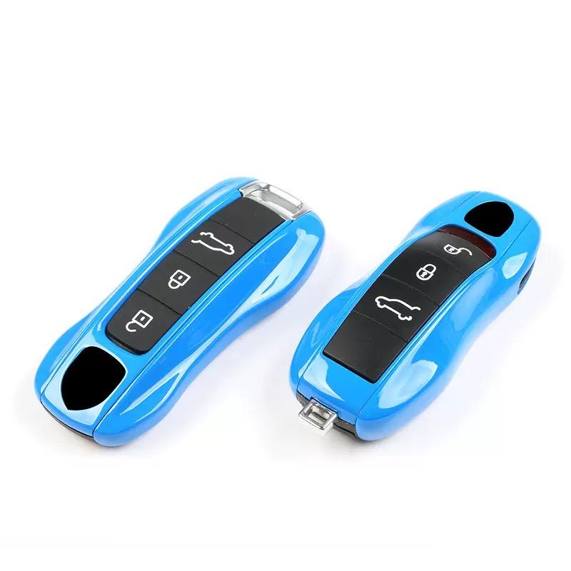 Interior Mouldings Car Key Cover Shark Blue For Porsche Panamera Boxster Macan Cayenne Taycan 911 718  Cayman  I