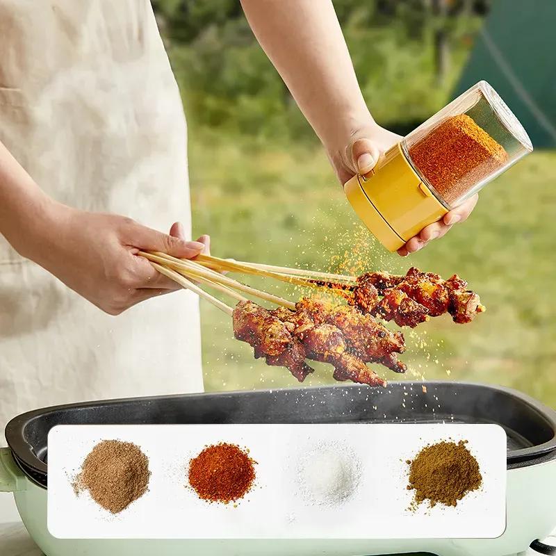 0.5g Quantitative Push Type Kontrollflasche Gewürzglas Werkzeug Pfeffer Gewürzbehälter Glas Limit Salzstreuer YLE631