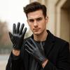 Schwarze Fahrhandschuhe Punk PU-Lederhandschuhe Einfache Fäustlinge mit vollen Fingern Fitnessstudio Fitness