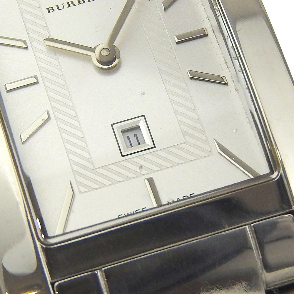 Burberry Watches BU1056 SilverDial Stainless Steel Quartz Analog Display Mens Used