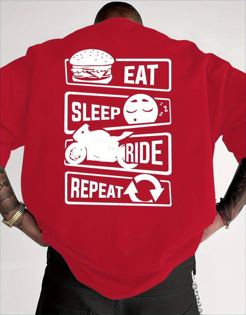 Unisexs Casual Tshirt Eat Sleep Ride Repeat Graphic T Shirts Unisex High Quality Love Riding Fashion Casual Tops Biker Tshirt