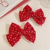 1pc/2pcs Set Red Heart Polka Dot Bow Hairclips, Cute Sweet Academy Style Side Bangs Hair Clips For Women