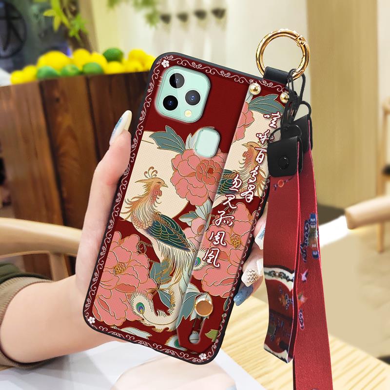 Fashion Ring Phone Case For Oukitel C22 Elderly lady Protective Lanyard Anti-dust Shockproof Waterproof Chinese style