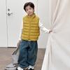 Children's strong waterproof and lightweight ribs down jacket, white duck down parent-child warm inner lock warm vest