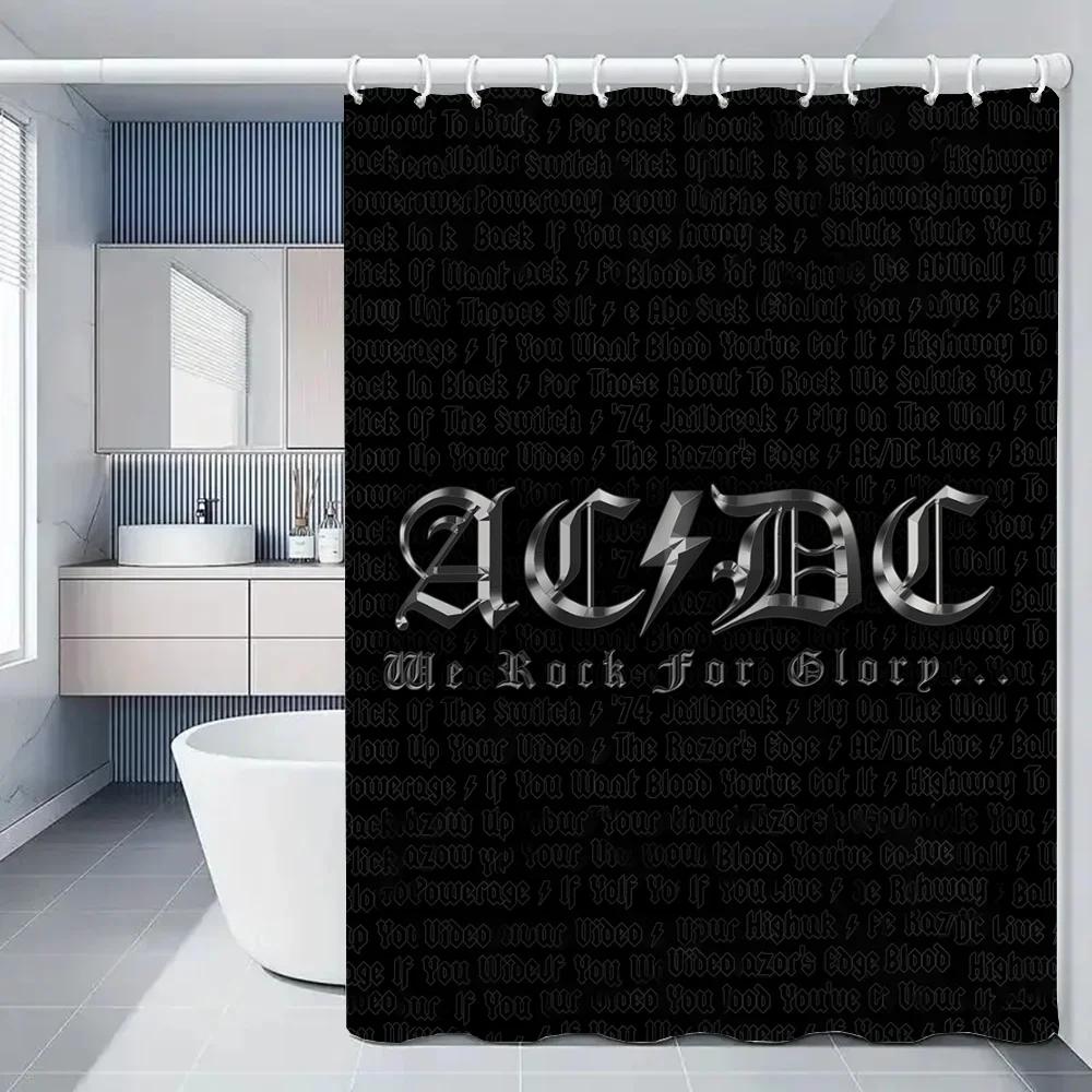 

Rock-ACDC Shower Curtain for Bathroom Accessories Folding Partition Bath Curtains Bedrooms Waterproof Fabric Things the Set Ho 150x180cm