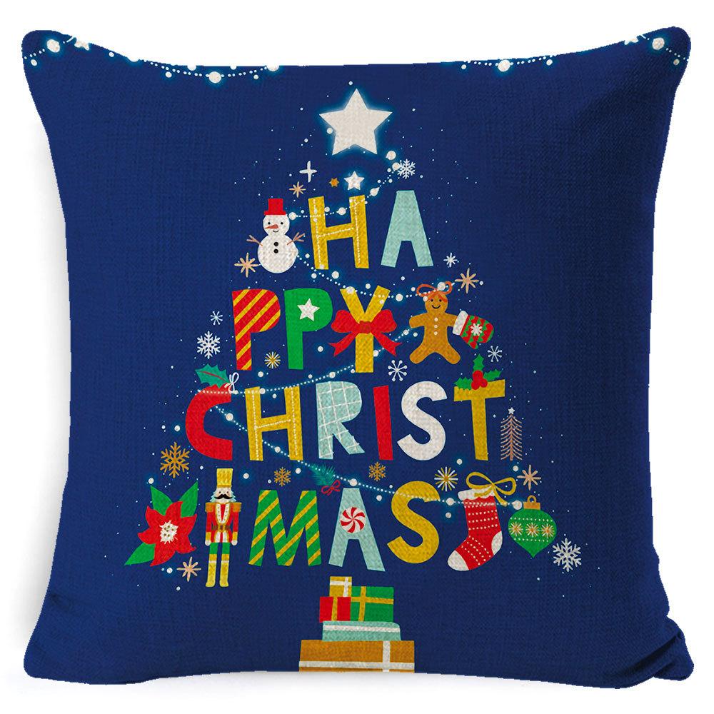 Christmas Celebration Pillow Elk Snowman Festive Cushion Cover Red Sofa Back Cushion Pillow Cover