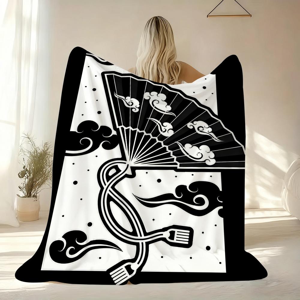 Colorless Design Throw Soft Flannel AC Blanket Lightweight Summer Nap Throw Cozy Blanket for Sofa Bed Travel Home