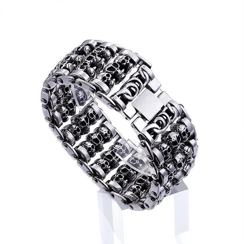 Men's Titanium Steel Skull Punk Bracelet Jewelry Accessory