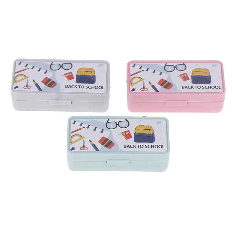 Dollhouse Miniature Stationery Pencil Case School Stationery Box Desk Ornaments Model Toys For Doll House Accessories