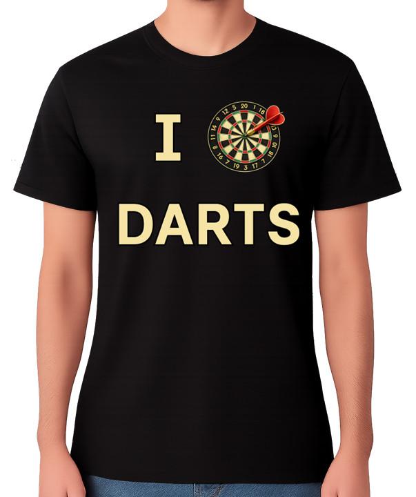 I Love Darts T-Shirt Heart Dartboard Sports Fan Unisex Tee M