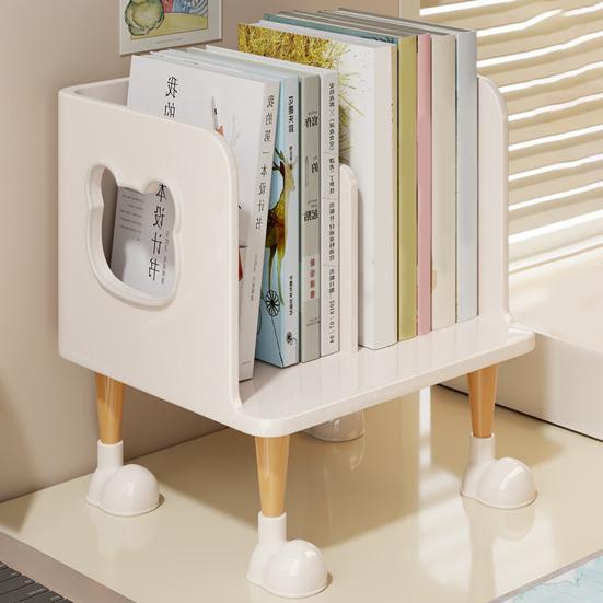 Yousheng Cute Bookends Organizer for Desk Pastel Kids Book Holder Shelf with Multi-Compartment, Anti-Tip Base & Open Design, Study Decor for Textbooks