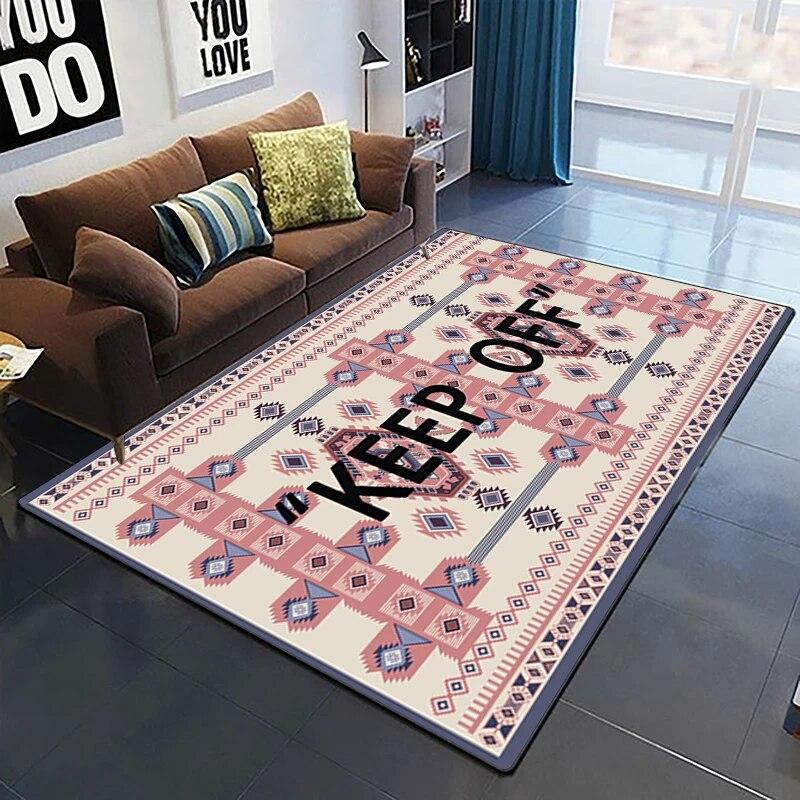 Keep Off Pattern Dekorativer quadratischer Teppich Modernes Haus Wohnzimmer Boden Matte Schlafzimmer Teppich Kunst Poster Matte Fans Geschenk Alfombra