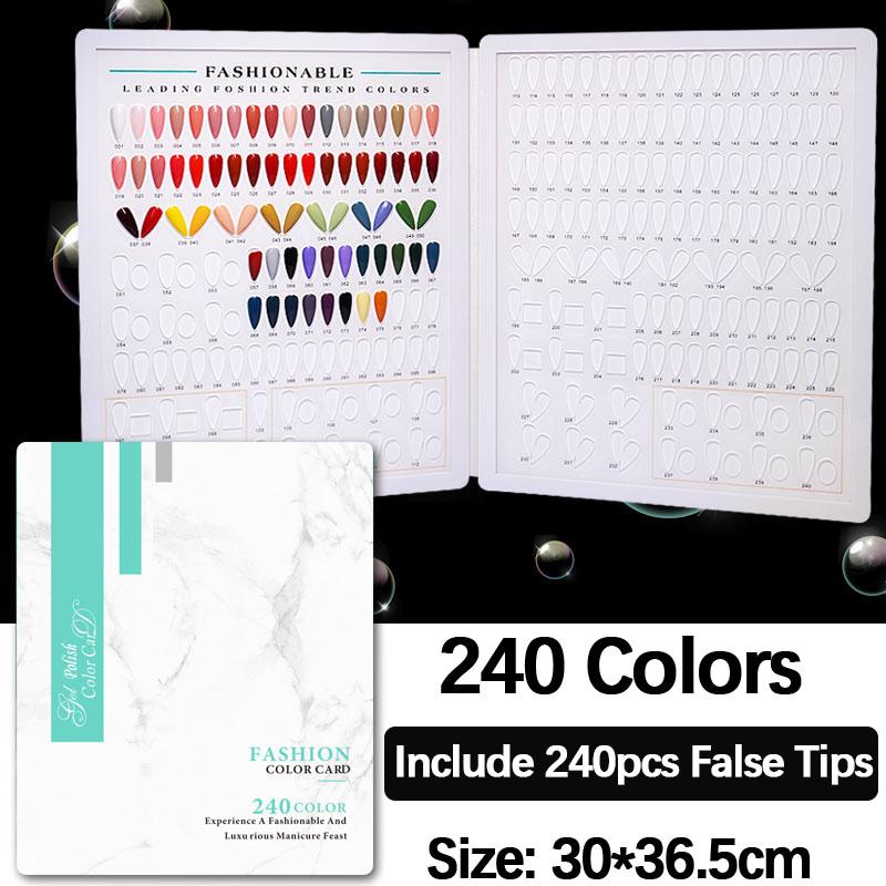 400/528/120 Farben Nagel-Anzeigebuch, Leder-Acryl-Abdeckung, Gel-Nagellack-Anzeige, Farbkarte mit falschen Spitzen und Regal