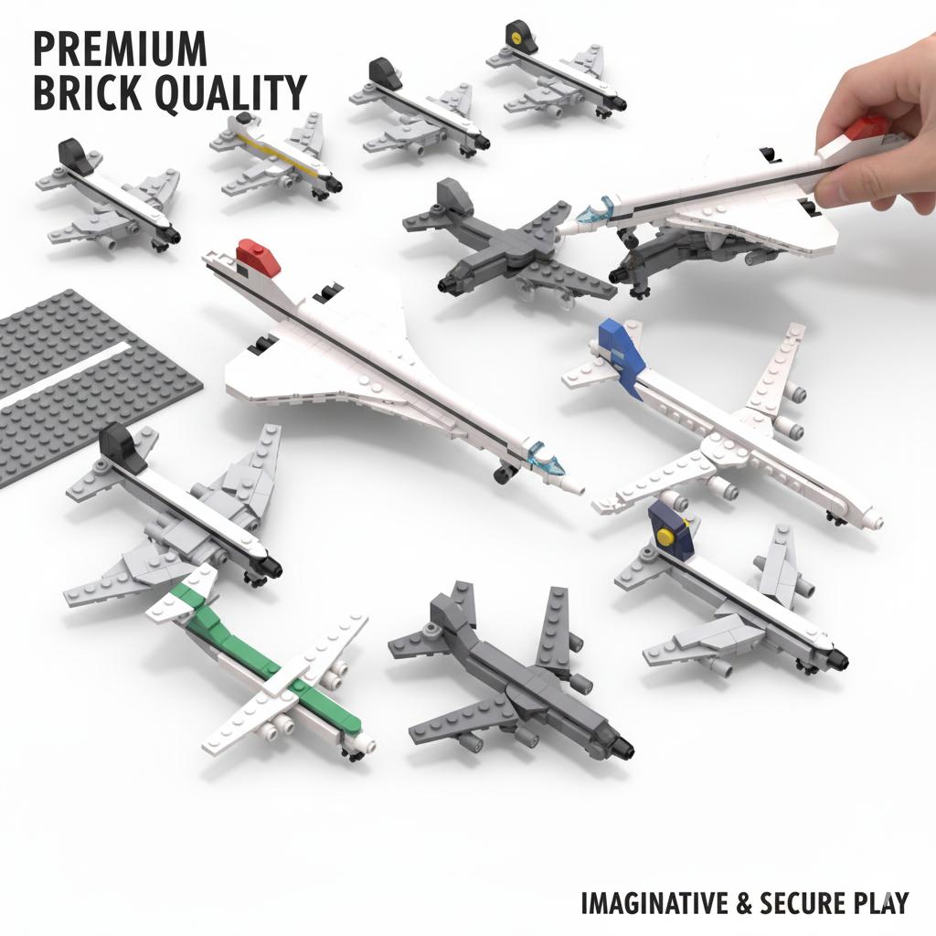 Premium Mini Aircraft Building Blocks Set Durable Imaginative Play Collectible Model Plane Kits for All Ages