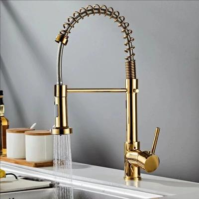 Matte Black Spring Kitchen Sink Faucet Pull Down Kitchen Faucet Single Handle Mixer Tap 360 Rotation Torneira Cozinha Mixer Tap