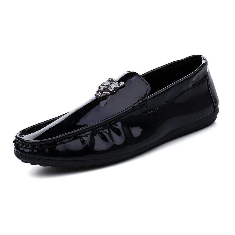 

New Patent Leather Black Brand Shoes Men Designer Shoes Comfortable Driving Shoe Loafers Casual Shoes for Men Zapatos De Hombre 39 чёрный