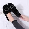 Winter rhinestone fluffy shoes women's new fashionable versatile flat-bottomed lazy people wear one-pedal Doudou shoes