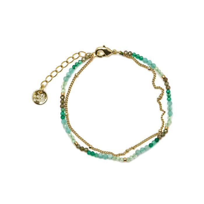 Bracelet - Luxenter - Aiel - Cristal Vert - Or Jaune 18 Carats - 15 Cm + 3 Cm D'extension