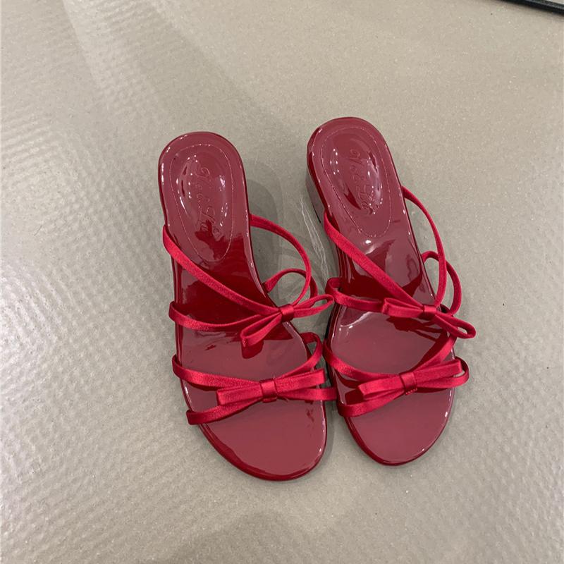 Sommer Keilabsatz Damenmode Hausschuhe Komfort Outdoor Party Kleid Pantoletten Casaul Zehenfrei Slip-On Schuhe