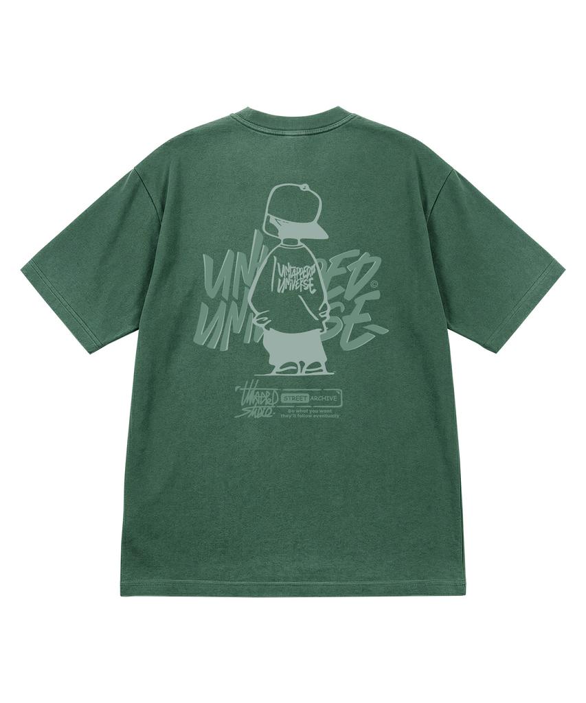 UNTAPPED STUDIO Urban Kid Graphic Pure Cotton Pigment Oversized Short Sleeve T-Shirt 5 Colors