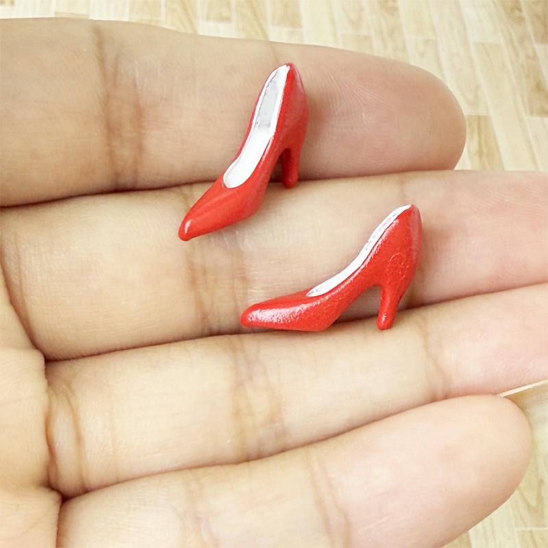 1Pair Miniature High Heels Decoration 1/12 Scale Dollhouse Mini Slippers For Doll Shoes DIY Accessories Toys