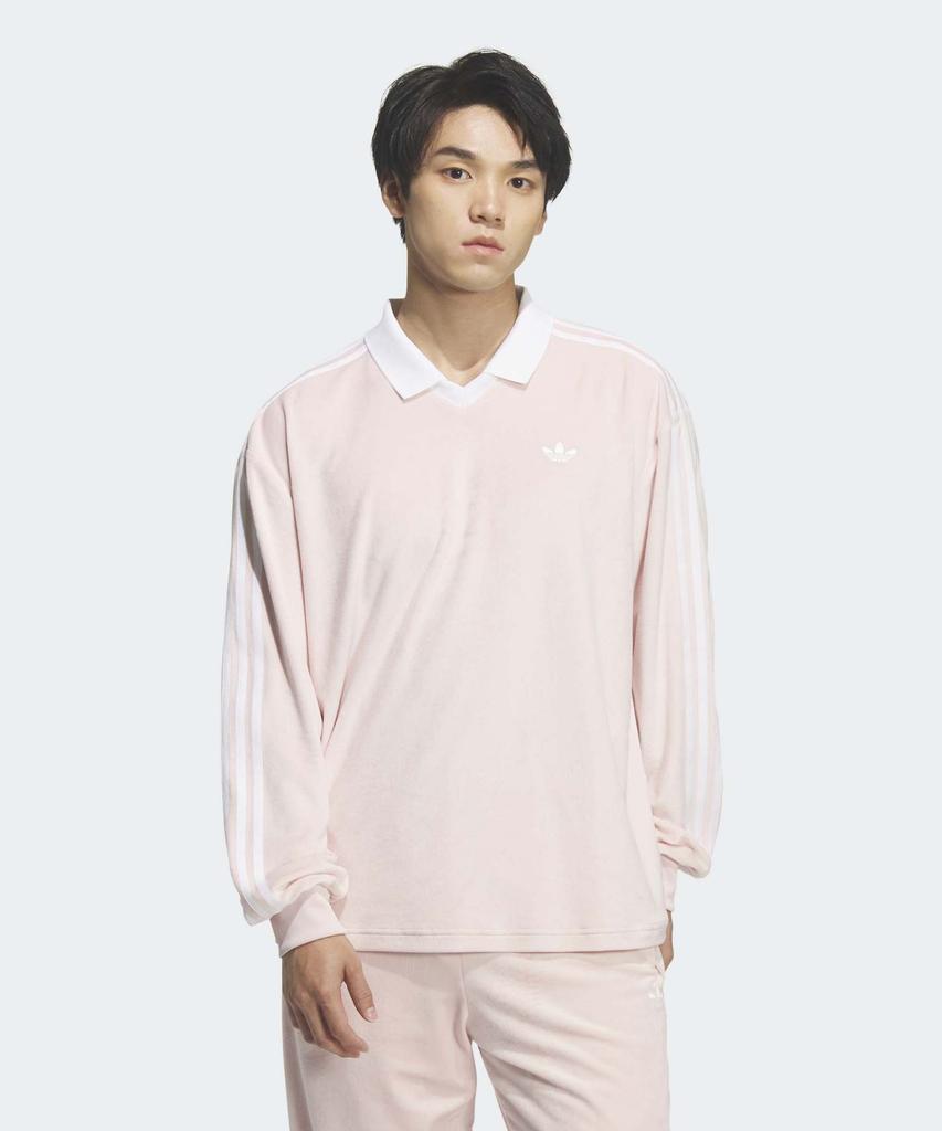 ADIDAS Velour Polo Long Sleeve - Sandy Pink / Kq5487