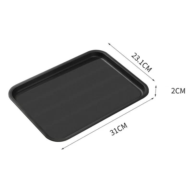Heavy-Duty Non-Slip Serving Tray | Black Rectangular Tableware for Chinese Food, Dessert & Tea | Commercial Kitchen & Hotel Use
